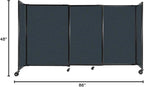 Versare Straightwall Sliding Portable Wall Partition | Freestanding Office Dividers | Locking Wheels | Temporary Room Separator | 7'2" Wide x 4' Tall Blue Spruce Fabric Panels