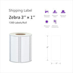 AveneMark 12 Rolls 3" x 1" Direct Thermal Labels for Barcodes Postage Address Shipping Labels Compatible with Rollo & Zebra Desktop Printers Adhesive - 1300Pcs/Roll