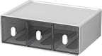 OSteed Desktop Drawers, Desk Organizer with 3 Drawers & Upright Handles, Stackable Plastic Storage Box for Home Collection, Cosmetics, Office Supplies (1 Tall Layer, White & Clear)