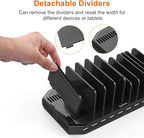 Alxum 60W 10 Port USB Charging Station Multiple Charger Station, USB Organizer Stand for iPad, iPhone Xs Max, X, 8 Plus, Samsung Galaxy, Google Pixel, LG stylo, Black (60W)