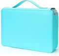 Vomgomfom Colored Pencil Case - 200 Slots Holder With Zipper Closure, Deluxe PU Leather Large Capacity for Watercolor Pens or Markers, Organizer for Artist (Green)