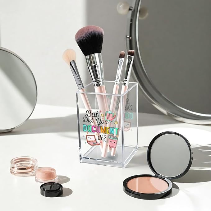 Vgrti But Did You Document It Acrylic Cosmetic Pencil Pen Holder Cup, Funny Office Decor Office Desk Organizer Accessories, Funny Sarcastic Work Gifts for Women Girl Boss Coworker Sister HR Students