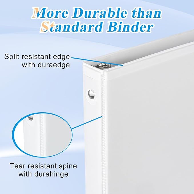 CIXILDTS 1-inch Round Ring Binder with 150+ Paper Capacity, White, 24-Pack