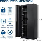 TaskStorz Storage Cabinet, 72 Inch Tall Metal Storage Cabinet with Doors and Shelves,Heavy Duty Metal Cabinet, Pantry Cabinets for Kitchen Storage, Garage Cabinet for Living, Dining Room