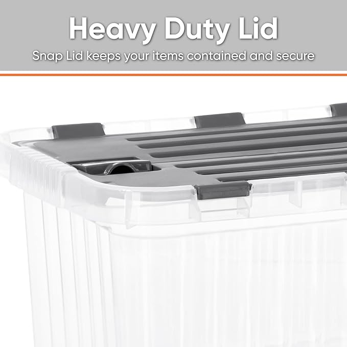 Superio Storage Bins with Lids, Clear Plastic Containers for Organizing, Stackable Totes, BPA Free, Odor Free, Organizer Boxes for Home, and Dorm, 53 Quart (2 Pack, 20.25"x14"x14.6")