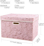 PRANDOM Larger Collapsible Storage Bin with Lid [1-Pack] Fabric Decorative Storage Box Cube Organizer Container Baskes with Handles Divider for Bedroom Closet Living Room Pink 17.7x11.8x11.8 Inch