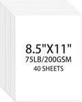 White Cardstock 8.5 X 11, 40 Sheets Card Stock, 75lb/ 200gsm Copy Paper, Cardstock Printer Paper For Art, Drawing, Invitations, DIY Cards, Watercolor, Craft, Construction, School & Office Supplies