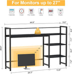 Snughome Desk Shelf, 44.9" Large Desktop Organizer Shelf, Desk Hutch for Monitor, 4 Tier Display Rack, Wooden Desktop Bookshelf Storage Rack for Home Office Dorm