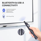 Norwii N21 Bluetooth Presentation Clicker with Telescopic Teaching Pointer, Presentation Remote with Retractable Stick for PowerPiont, Wireless Presenter, Slide Advancer (Black - Red Pointer)