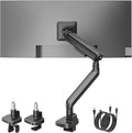 monTEK Single Monitor Arm with USB, Mechanical Spring Monitor Arm for 17-40" Screens, Adjustable Monitors Desk Mount Holds up to 24.2 lbs with C Clamp/Grommet Desk Mount, VESA 75/100mm, MA1011UCBK
