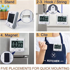 HOME MOST 2-Pack Large Display Kitchen Timer - 3" Digital Timer Magnetic Back Loud Alarm - White Cooking Timers for Kitchen Teachers Students Games Meetings - Sports Timer for Workouts Exercise