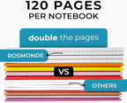 Rosmonde 50 Pack Bulk Kraft Journals, A5, Extra Pages - 120 Pages (60 Sheets), College Ruled, 8 x 5.7, No-Bleed Paper, Bulk Composition Notebooks Lined, Kraft Composition Notebook for School