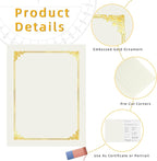 HAUTOCO 30 Packs Certificate Holders, Cream Color Diploma Folders Certificate Covers with Gold Foil Border for Letter Size 8.5x11 Cardstock, Award, Document, Graduation