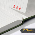 Annecy Lined Journal Notebook, Hardcover Leather Journal for Women & Men, 160 Numbered Pages, Medium 5.5" x 8.25", 100 GSM Thick Paper, Deep Green