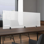 Acrylic Free Standing Screen, 60”W x 22”H Desk Divider Sound Absorbing Cubicle Desk Divider, Desk Privacy Panel and Privacy Shields for Student Desks, 3C-type clamps, on Desk Partition, Frosted