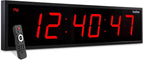 Ivation Huge Oversized 72" Large Digital LED Clock | Big Digital Clock w/Multi-Function Display – Stopwatch, Timer, Alarms, Temp & Date | 6 Brightness Levels, Time Memory & Remote (Red)