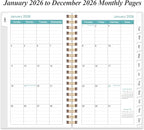 2026 Pocket Planner/Calendar - 2026 Planner from January 2026 - December 2026, Planner 2026 with 12 Tabs, Twin-Wire Binding, Inner Pocket, 3.75" x 6.75, Rose Flower
