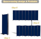 CHOSENM Room Divider, 8 Panel Folding Privacy Screens with Wider Support Feet, 6 Ft Portable Room Partition for Room Separator, 176" W X 71" H, Navy Blue