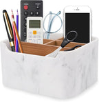 SZYRL Desk Organizer, Marble Remote Holder for Table, Modern Office Controller Pen Phone Holder Organizer, Stylish Caddy and Storage Accessories for Bedside Nightstand Desktop Coffee Table