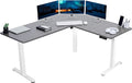 VIVO Electric Corner 63 x 55 inch L-Shaped Standing Desk, Memory Height Adjustment, Dark Gray Top White Frame, DESK-E3CTWG