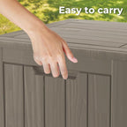 Yardgrace 50 Gallon Lockable Resin Deck Box, Waterproof & UV-Resistant Outdoor Storage Box for Outdoor Cushion Storage, Garden Tools & Pool Accessories Storage, Gray