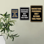 Portrait Round Backstage Personnel Only Beyond This Point Door or Wall Sign Easy Installation | Music | Concert | Festivals Sign (Navy Blue/White) - Small (10 Pack)