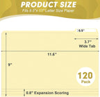 Manila Folders, HERKKA 120 Pack 1/3 Cut Tab File Folders, Manila Folders 8.5 x 11 Designed for Office and Classroom Use, Letter Size