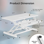 JOY worker Standing Desk Converter, 32" Wide Height Adjustable Sit Stand Up Desk Riser with Keyboard Tray, Desktop Workstation Riser for Home Office Computer Laptop, Particle Board, White