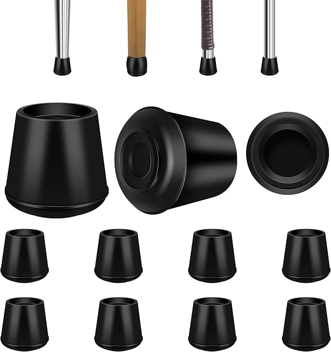 VOCOMO 1-1/2” Round Rubber Chair Leg Tips Caps, Chair Leg Floor Protectors Furniture Legs Caps Non Slip Reduce Noise for Hardwood Floors (Black, 4 Pack, Fit :38-39mm)