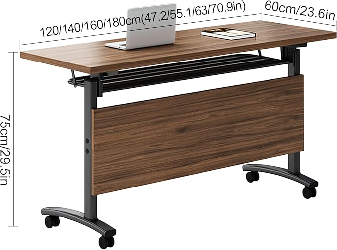 Conference Table,Folding Conference Room Tables Modern Folding Training Table with Flip Top,Mobile Conference Table with Four Locking Wheels,Executive Desk for Meeting Room,Office(2pack 120 * 60 * 75)