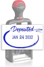 Heavy Duty Style Office Date Stamp with DEPOSITED - Self Inking Dater - Style C - Blue Ink Color