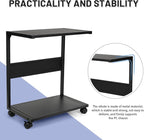 Bfttlity PC Stand Computer Tower Stand 2-Tier Metal CPU Holder with Locking Caster Wheels Suitable for Most PC (Black, L)
