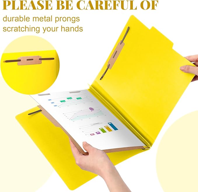 Skyygemm 48 Pcs Classification Folders Letter Size, 1 Divider Pressboard File Folder with Fasteners, Expanding File Organizer Bulk for School Teachers, Office Employee, Coworker, Staff (Yellow)