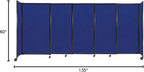 Versare Straightwall Sliding Portable Wall Partition | Freestanding Office Dividers | Locking Wheels | Temporary Room Separator | 11'3'' Wide x 5' Tall Royal Blue Fabric Panels