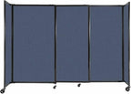 Versare Straightwall Sliding Portable Wall Partition | Freestanding Office Dividers | Locking Wheels | Temporary Room Separator | 7'2'' Wide x 5' Tall Ocean Fabric Panels