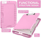 Sooez Clipboard with Storage, High Capacity Nursing Clipboards with Pen Holder, Heavy Duty Plastic Storage Clipboard with Low Profile Clip, Teacher Must Haves, School Office Supplies, A4 Letter Size