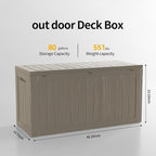 PATIOEASY Outdoor Storage Box 80GAL Waterproof Resin Deck Box,UV-Resistant Lockable Delivery Bin for Garden Tools,Small Outside Cushions,Pool Accessories Supplies,Chest,Furniture,Package,Grey