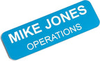 Custom Engraved Name Tag Badges – Personalized Identification with Pin or Magnetic Backing, 1 Inch x 3 Inches, Sky Blue/White