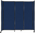 Versare Straightwall Sliding Portable Wall Partition | Freestanding Office Dividers | Locking Wheels | Temporary Room Separator | 7'2'' Wide x 6'10'' Tall Navy Blue Fabric Panels