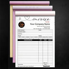 Custom Carbonless Sales Invoice Form Books for Small Business, Personalized NCR 3-Part Receipt Book with Carbon Copies, Cover Add Company Name, Address and Number Printed