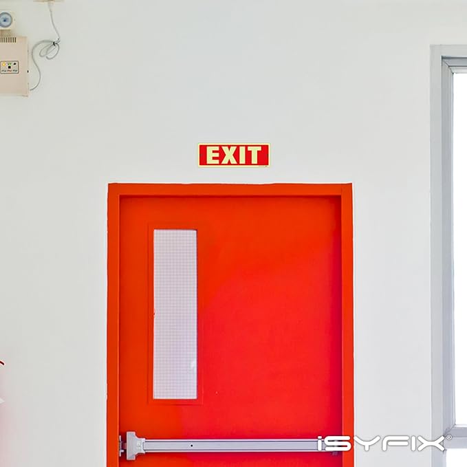 iSYFIX Exit Glow in the Dark Sign Aluminum – 2 Pack 12x4 Inch – Photoluminiscent, Laminated for Ultimate UV, Weather & Fade Resistance, Indoor & Outdoor for Business, School, Office, Warehouse
