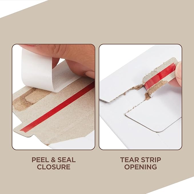 100 Pack 9.75x12.5 Inches Rigid Mailers – Self Adhesive White Stay Flat Mailers – Used as Mailing Supplies for Mailing Documents, Photos, CDs, Magazines and Literature