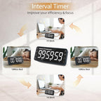7.8'' Extra Large Rechargeable LED Kitchen Timer - 99H Countdown/Countup, 3 Brightness, 5 Alarms, 4 Volume Levels | Magnetic Large Timer for Cooking, Classroom, Home Gym