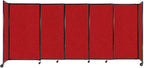 Versare Straightwall Sliding Portable Wall Partition | Freestanding Office Dividers | Locking Wheels | Temporary Room Separator | 11'3'' Wide x 5' Tall Red Fabric Panels