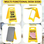 Funny Office Desk Accessories,Office Cubicle Decor,Desk Decor，Phone Holder Mirror Acrylic Table Signs，Joke Warning Team Mini Gifts for Coworker Employee Manager Director Supervisor (Leave Me Alone)