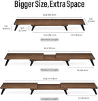loukin Dual Monitor Stand Riser for Desk, 43.6"*8.2"*3.2" Large Computer Stand for 2 Monitors, Laptop, Printer, Length and Angle Adjustable Computer Shelf, Home Office,Max 43.6" Length(Brown)