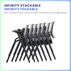 BLANEDUO, 10 Pack Foldable Office Chair with PU Wheels and Sliding Armrest-Ergonomic Mesh Bouncing Back, Stackable Conference Room Chair, Office Guest & Reception & Meeting Chair (Black)