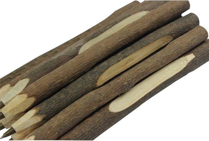 Handmade Wooden Ballpoint Pen Creative Original Ecological Wood Pen Long Style (about 6.7 inches, 17 cm) - 6 pcs