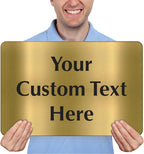 SmartSign Custom Brass Sign - 12" x 18", 40 mil REAL Bugle Brass Metal, Personalized Name Door Sign, Heavy-Duty Premium Engraved Door/Wall Mount Plaque for Business/Office, Gold and Black