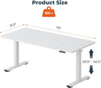 FitStand Adjustable Standing Desk, Large 79x31 Inches Standing Desk with Cable Management, Height Adjustable Home Office Computer Desk with Memory Preset& Cup Holder, White